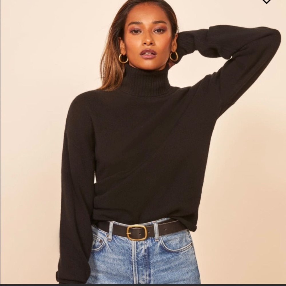 Reformation Black Turtleneck Sweater